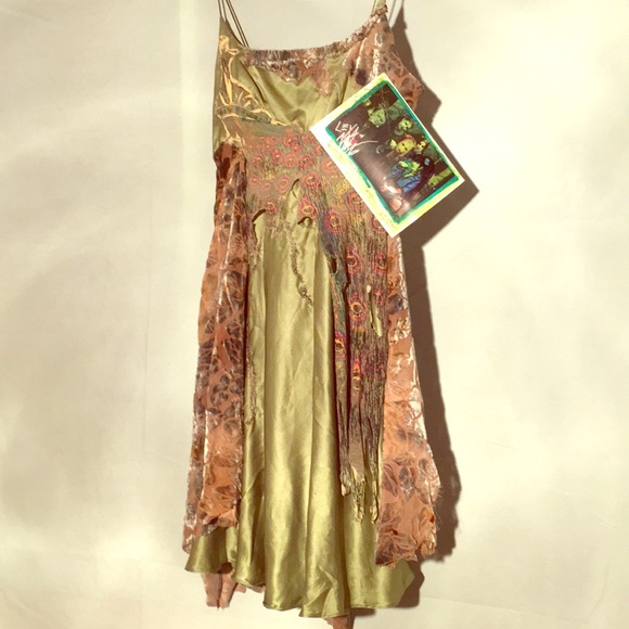 Lexa Vonn green satin & burnout velvet dress - Picture 6 of 8